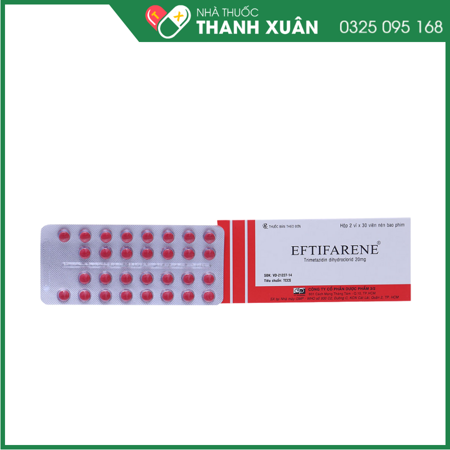 Eftifarene 20mg trị đau thắt ngực (2 vỉ x 30 viên)
